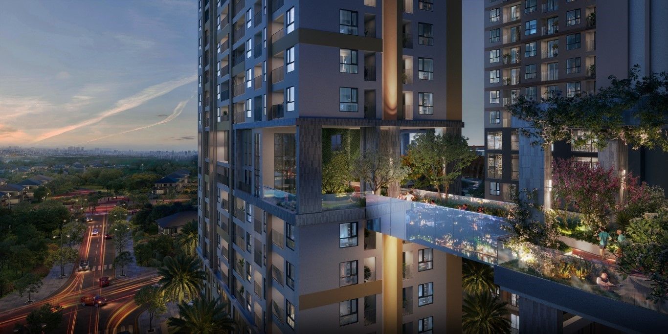 Cầu kính dạo bộ trên cao Simona Heights Quy Nhơn về đêm